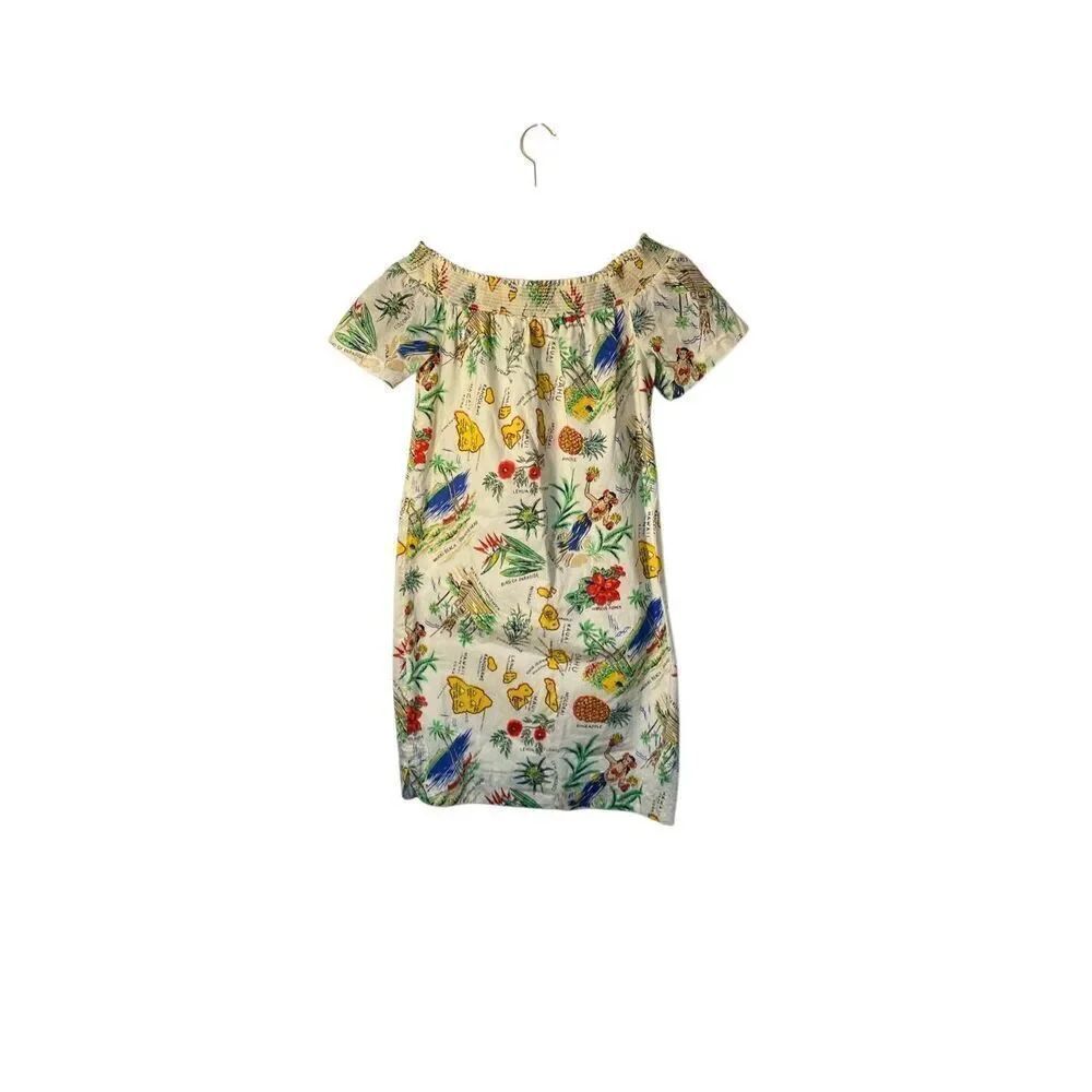 J.Crew women’s/girls on off shoulder, cotton, Hawaiian print dress 00